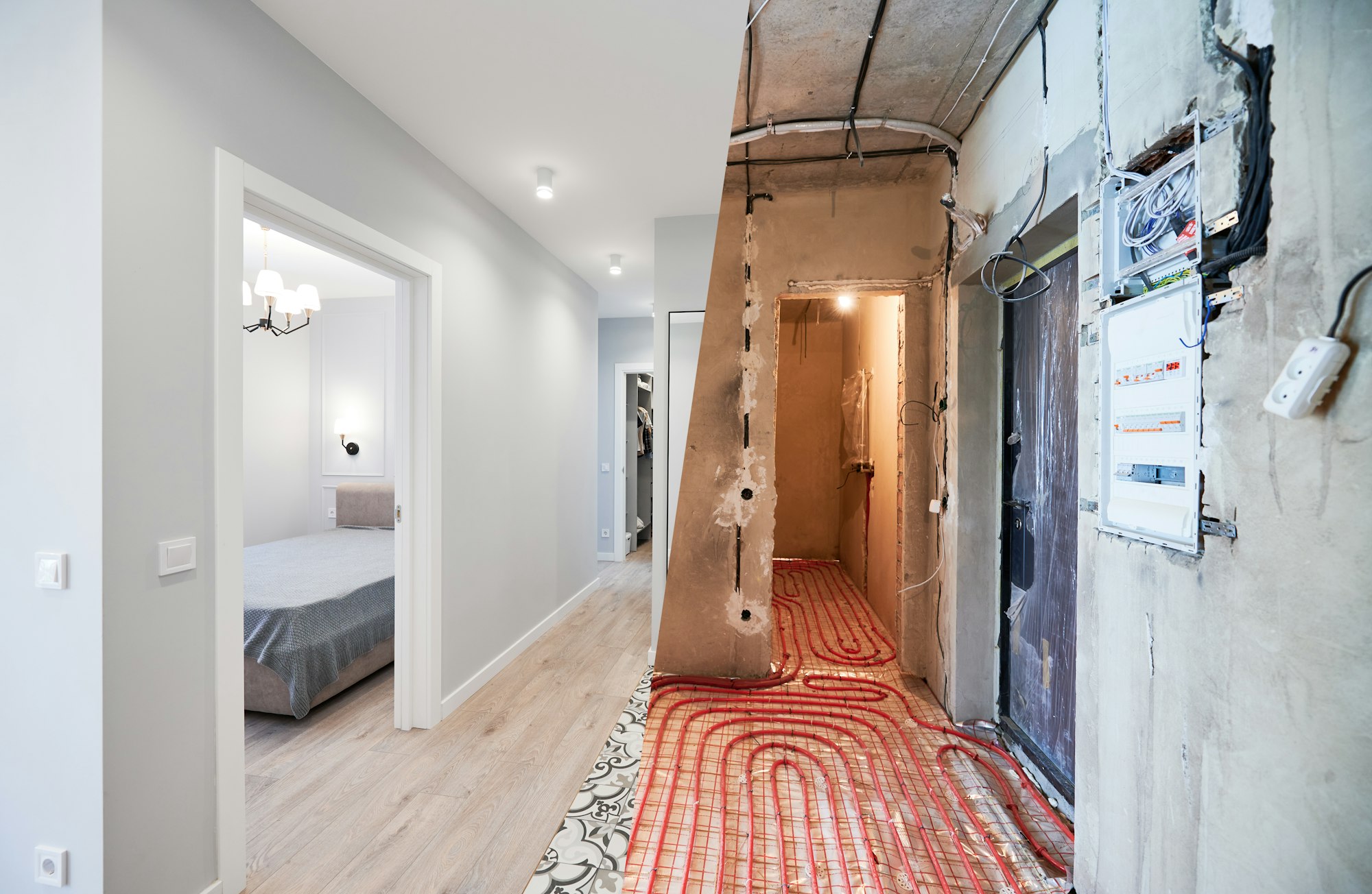 Apartment with doorways before and after renovation.
